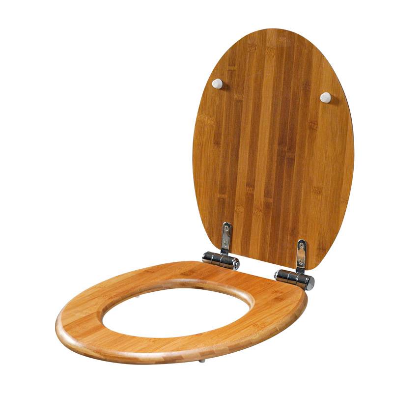 High Grade Wood Comfort Round Lid Soft Close Toilet Seat Cover With Stainless Steel Hinges